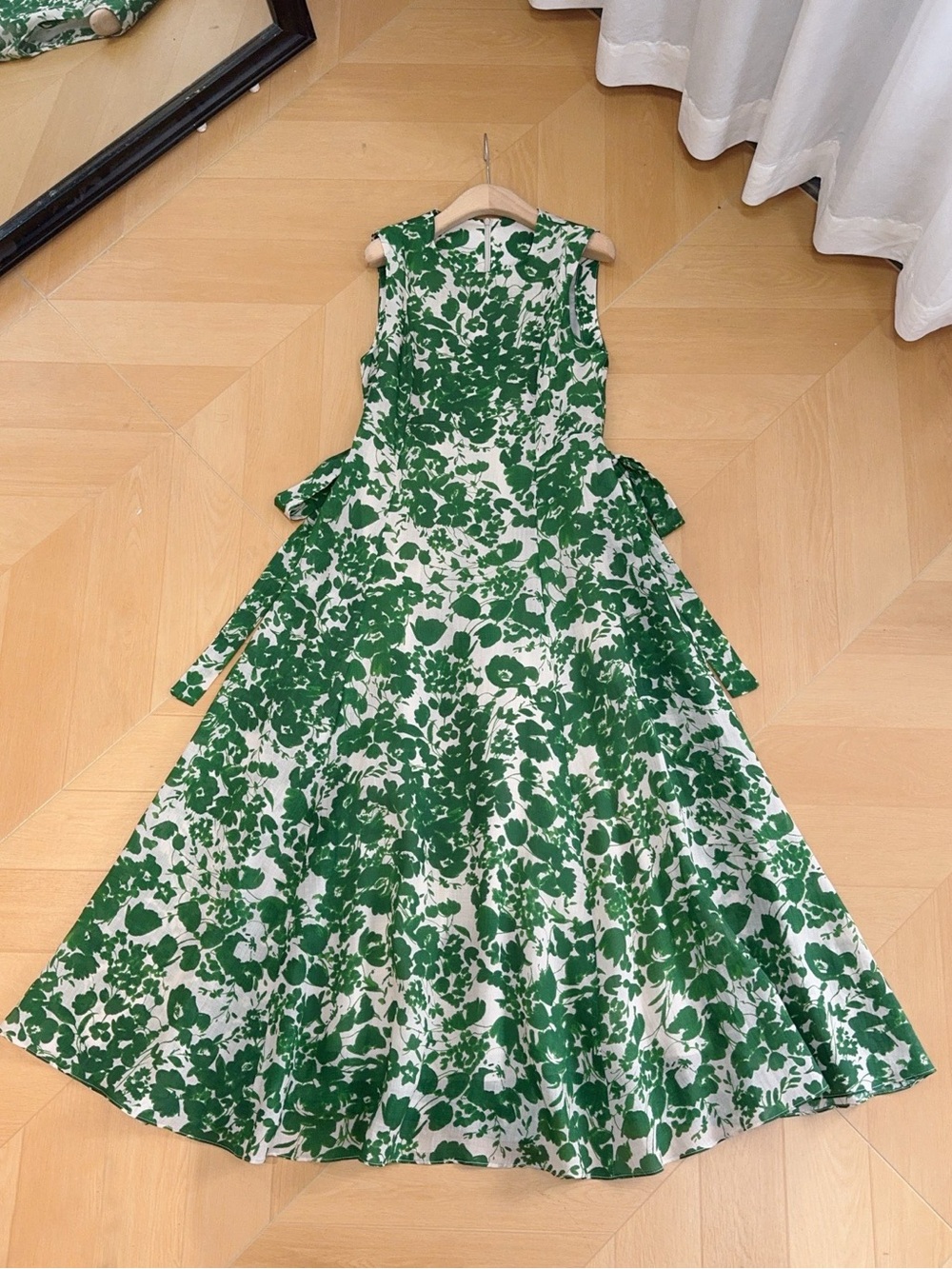 MaxMara Green and White Floral Maxi Dress